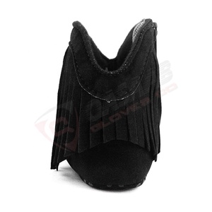 Botas antideslizantes-Recién nacido Color negro Cuero Niñas Niños-Cowboy Tassel-Bota Zapatos de longitud media - Product Image 6