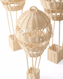 Delightful Rattan Hot Air <b>Balloon</b> Wall Decor Woven Nursery Hanging Ornament Decorative Accent Perfect For Kids Room Styling - Product Image 6