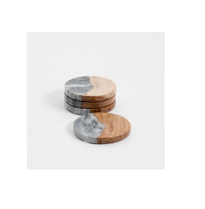 Posavasos Reutilizables de Mármol y Madera, Hechos a Mano, para Mesa de Cocina - Product Image 1