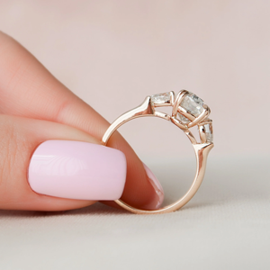 Anillo de Compromiso de Diamantes de Corte Ovalado en Oro Rosa, Engaste de Puntas, Joyería Fina Clásica para Mujer - Product Image 3