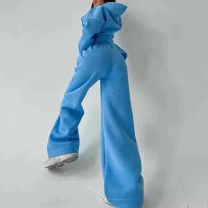 Conjunto Deportivo Informal de Invierno para Mujer, Sudadera con Capucha y Pantalones de Chándal de Algodón, Felpa Ecológica de Secado Rápido, 300g - Product Image 6