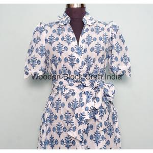 Robe décontractée moderne en coton pour femme, tunique confortable en coton biologique, robe midi d'été pour la plage, imprimé floral, lavable, toucher doux - Product Image 4