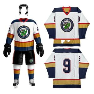 Maillot de hockey sur glace pour homme, col en V, manches longues, design rayé, évacuation de l'humidité, 100% polyester, coupe régulière adulte, toutes saisons - Product Image 3
