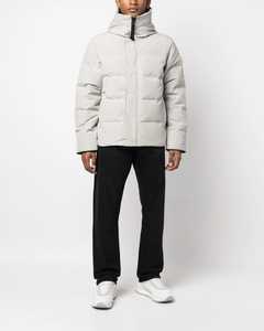 Veste matelassée à capuche pour homme, gris clair, coupe-vent, hiver, décontractée, fermeture éclair, rembourrage en polyester, coupe régulière - Product Image 1