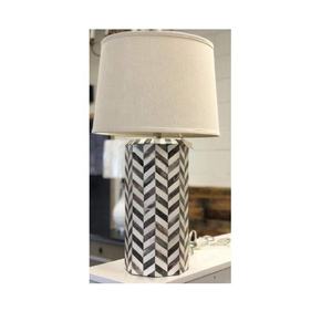 Zig-Zag Chevron Design Bone Inlay <b>Table</b> White Lamp Desk Bedside Corner <b>Table</b> Lamp Wedding & Festive Home Decorative <b>Table</b> Lamp - Product Image 4