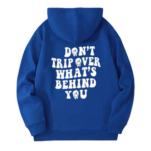 Don't Trip Over Whats Behind You Sweat à capuche imprimé pour homme en polaire, style streetwear décontracté, coupe classique, bleu, pour l'automne - Product Image 1