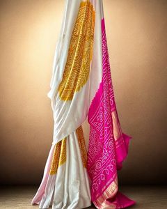 Sari Bandhani de Seda Gajji Pura de Alta Calidad – Sari Tradicional de la India para Bodas y Fiestas de la región de Gujarat - Product Image 3