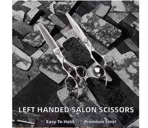 Ensemble de ciseaux pour gauchers en acier inoxydable, poignée ergonomique, ciseaux droits et effilants, outils professionnels de coiffure pour salon - Product Image 2