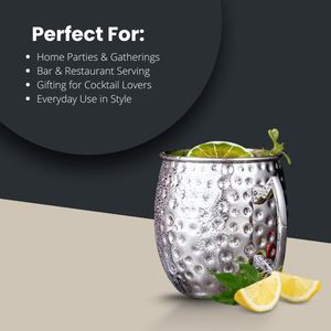 Tasse à vin en métal de qualité supérieure 18oz 550ml, tasse à bière et cocktail en acier inoxydable, mug Moscow Mule martelé avec poignée - Product Image 4