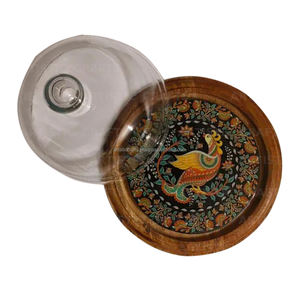 Soporte de pastel de madera con tapa Soporte multifuncional de madera con cúpula para fiestas de cumpleaños y decoración de bodas - Product Image 2