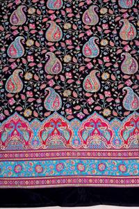 ผ้าเครปสีดำลายดอกไม้เพสลีย์พิมพ์ลายแบบชาติพันธุ์พร้อมขอบตกแต่งอย่างสวยงามสำหรับทำชุดคุर्ติ - Product Image 3