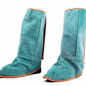 Chaussures de sécurité industrielles longues en cuir de vachette pleine fleur, imperméables, ignifuges et anti-étincelles pour le soudage sur le lieu de travail - Product Image 1