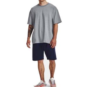 เสื้อยืดคอกลมโอเวอร์ไซส์สีเทาผ้าฝ้ายสำหรับผู้ชาย แขนสั้น สไตล์ลำลอง ทรงพอดีตัว - Product Image 2