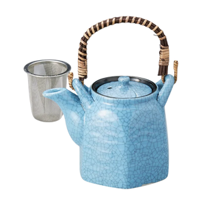 Yamata Seiho Japanese Clay Ceramic <b>Teapot</b> (Dobin Kyusu) Crackle Glaze Eco-Friendly Asian Zen Traditional Tea Brewing <b>Set</b> - Product Image 1