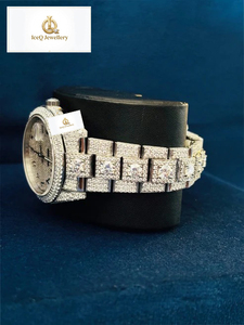 Reloj de Lujo con Diamantes para Hombre IceQ, Caja Redonda de Acero Inoxidable de 38 mm, Reloj Analógico de Cuarzo con Cierre Desplegable para Hombre - Product Image 4
