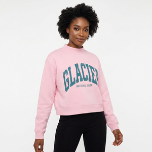 Sweat-shirt à capuche unisexe gris en molleton French Terry coupe courte et régulière, style Parc National Glacier, pour l'hiver, décontracté, 2 pièces, 100% coton - Product Image 3