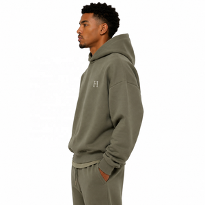 Wholesale Winter Fleece Men's Hoodies <b>Tracksuit</b> and Jogger Set Heavyweight Hooded Sweatshirts Oversized Embroidered Streetwear - Product Image 4