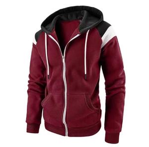 Sweat-shirt unisexe à capuche zippé, coupe classique, color block, polaire coupe-vent, poche, 100% coton, vêtement décontracté d'hiver - Product Image 4
