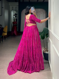 <b>Women</b> Traditional Cotton <b>Lehenga</b> Choli Set Floor Length Loose Fit India Pakistan Style Embroidered Wedding Wear - Product Image 6