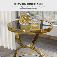 Table d'appoint de luxe à plateau en verre, en métal plaqué or, pour salon, salle de séjour, bureau, table basse - Prix de gros