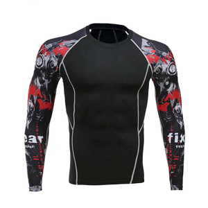 Rash Guard Black Spandex Polyester Quick Dry Compression Shirt with <b>Dragon</b> Print for Training BJJ Jiu Jitsu - Product Image 6