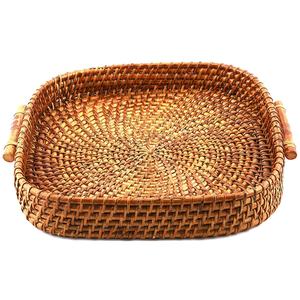 Bandeja cuadrada moderna de madera para servir desayunos, yute ecológico de alta calidad para hoteles y restaurantes - Product Image 5