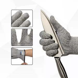 Gants de cuisine haute performance résistants aux coupures, doublure HPPE, poignet tricoté, pour décortiquer les huîtres, gants de sécurité pour la découpe, gris - Product Image 4