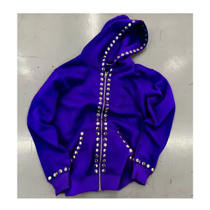 Sweat à capuche pour homme de haute qualité, 100% coton, avec strass, personnalisé, respirant, imperméable, 2 pièces pour l'hiver - Product Image 1