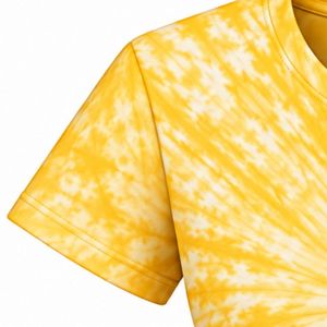T-shirt délavé tie-dye personnalisé pour femme, style rétro, manches courtes, décontracté, coupe ample, collection de vêtements tendance - Product Image 5