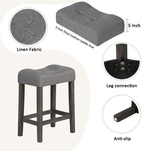 Juego de Mesa con 4 Tomas de Corriente y Sillas Cómodas para Usar Detrás del Sofá, Incluye 3 Taburetes Acolchados - Product Image 6