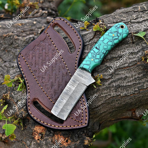 Couteau Bull Cutter au meilleur prix, style cowboy, lame fixe en acier Damas, pour la chasse et le camping, avec fourreau en résine et cuir, OEM/ODM, faibles MOQ, UA - Product Image 4