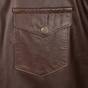 High Quality Men's Genuine Leather <b>Shirts</b> Vintage Winter Thin Casual Style Plus Size Stand Collar Horn <b>Button</b> Breathable - Product Image 6