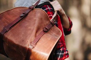 Sac de transport robuste en toile cirée pour bûches, sac fourre-tout de luxe décontracté et écologique avec poignée en cuir véritable, protection anti-odeur - Product Image 3