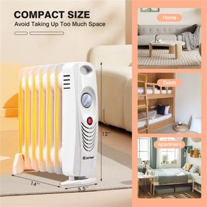 Chauffage compact à bain d'huile 700W, chaleur par convection à 360 degrés, multiples protections de sécurité, poignée de transport facile pour usage intérieur US UK - Product Image 4