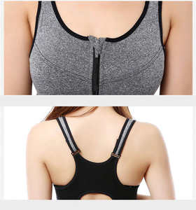 Sujetador deportivo transpirable para mujer con cremallera frontal y copas acolchadas extraíbles para yoga y running - Soporte medio - Product Image 3