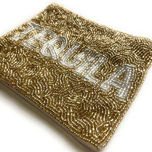 Pochette artisanale en perles dorées et blanches, perles naturelles, broderie de sequins, fermeture éclair, sac à main tendance, taille personnalisée, unisexe, mode - Product Image 3