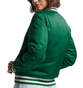 Best-Selling Women's Satin Varsity Jackets Cropped Button Design Silk Fabric With Custom Lining For College Sportswear Jacket - Product Image 2
