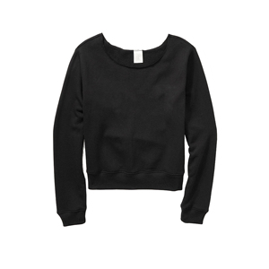 เสื้อสเวตเชิ้ตสีดำแบบเปิดไหล่สำหรับผู้หญิง ผ้าคอตตอนผสม ประดับคริสตัล ทรงหลวม สไตล์ลำลอง สตรีทแวร์ เสื้อพูลโอเวอร์ สั่งทำได้ - Product Image 1