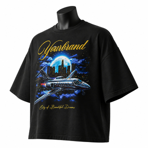 Camiseta Negra Extra Grande para Hombre con Estampado Jet City, Estilo Urbano, Cuello Redondo, Manga Corta, Algodón Jersey - Product Image 3