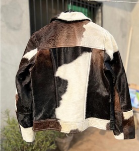 Custom Cowhide Denim <b>Leather</b> <b>Jacket</b> for <b>Mens</b> Hair on Hide Cow Boy Personalized Trucker <b>Leather</b> <b>Jackets</b> - Product Image 2