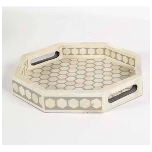 High Quality Handmade Bone Inlay Serving <b>Tray</b> Moroccan Pattern Black Cream Color Modern Decorative <b>Kitchen</b> <b>Tray</b> for Tea Serving - Product Image 4