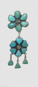 Turquoise <b>Sterling</b> <b>Silver</b> Pendant <b>Necklace</b> Floral Bezel Set Chain <b>Necklace</b> for <b>Women</b> Gift Jewelry - Product Image 2