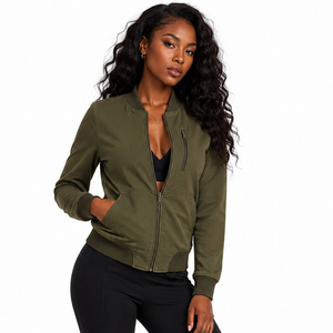 Chaqueta Bomber Personalizada con Cierre de Cremallera para Mujer, Chaqueta de Invierno de Tejido Softshell, Cuello Mao, Bolsillos Laterales, Chaqueta Impermeable para Mujer - Product Image 1