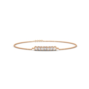 Pulsera de Moissanita Color Oro Rosa, Cadena con Barra de Piedras Ovaladas y Cuadradas, Brazalete Minimalista para Mujer - Product Image 1