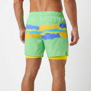 Short de bain décontracté pour homme avec poche pour téléphone, 2-en-1, motif ancre noire, 100% coton, livraison rapide - Product Image 5