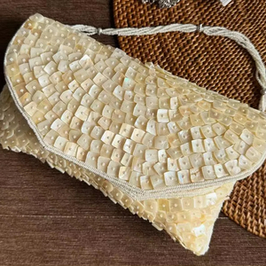 กระเป๋าถืองานปักมือประดับมุกธรรมชาติ รุ่น TIMELESS CRAFT TC-008  ตกแต่งด้วยเลื่อมและลูกปัดมุก เหมาะสำหรับงานเลี้ยง งานแต่งงาน เป็นมิตรต่อสิ่งแวดล้อม - Product Image 1
