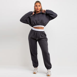 Conjunto Deportivo Informal para Mujer, Top Corto Negro, Conjunto Deportivo de Dos Piezas, Ropa de Entrenamiento, para Correr - Product Image 6