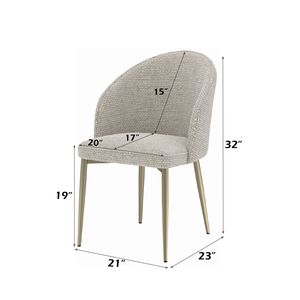 Ensemble de 2 chaises de salle à manger latérales en tissu champagne Cora - Product Image 3
