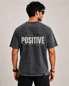 เสื้อยืดโอเวอร์ไซส์สีเทาพิมพ์ลายสำหรับผู้ชาย แขนสั้น คอกลม สวมใส่สบาย ผลิตจากผ้าฝ้าย 100% ล้างสีแบบแอซิดวอช รุ่นใหม่ล่าสุด - Product Image 5