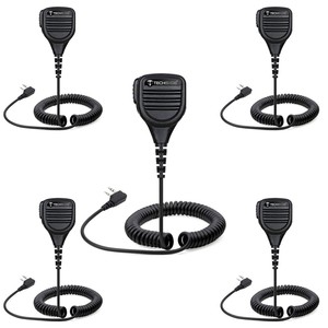 Warehouse Forklift Team Speaker Mics 5 Pcs, IP54 Kenwood 2 Pin Shoulder Microphone, <b>Glove</b> PTT - Product Image 1